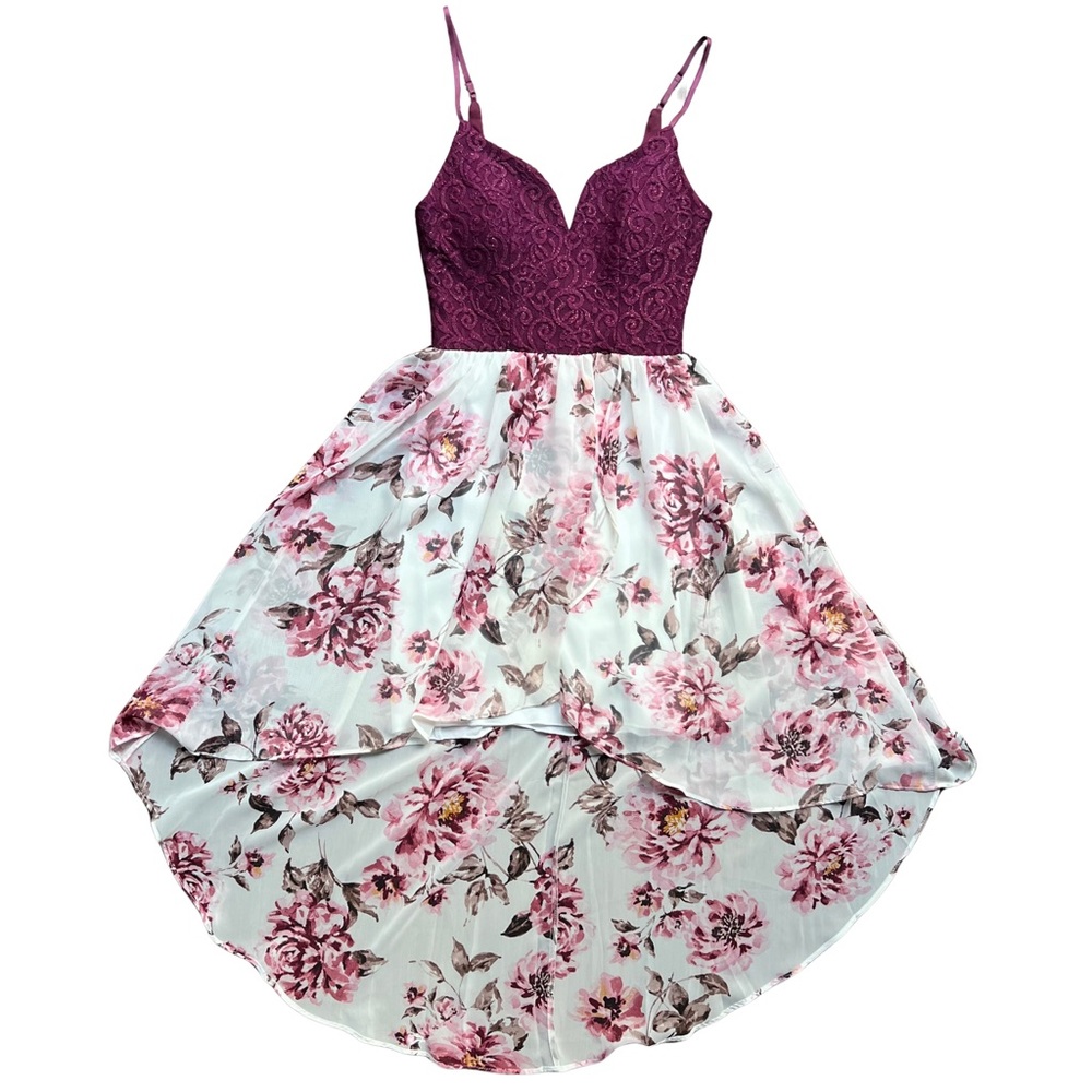 City Studio Dress Glitter High-Low Fit & Flare Dress